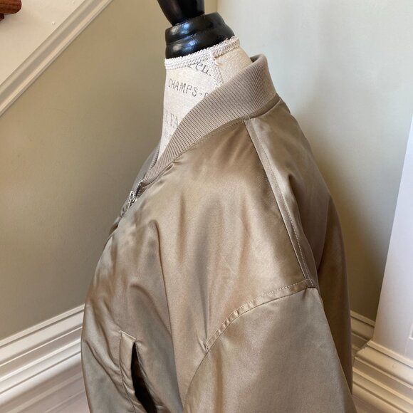 AGOLDE Shoreditch Ski Club Jett Bomber Jacket Coat Womens XL Army Green Satin - Picture 10 of 13